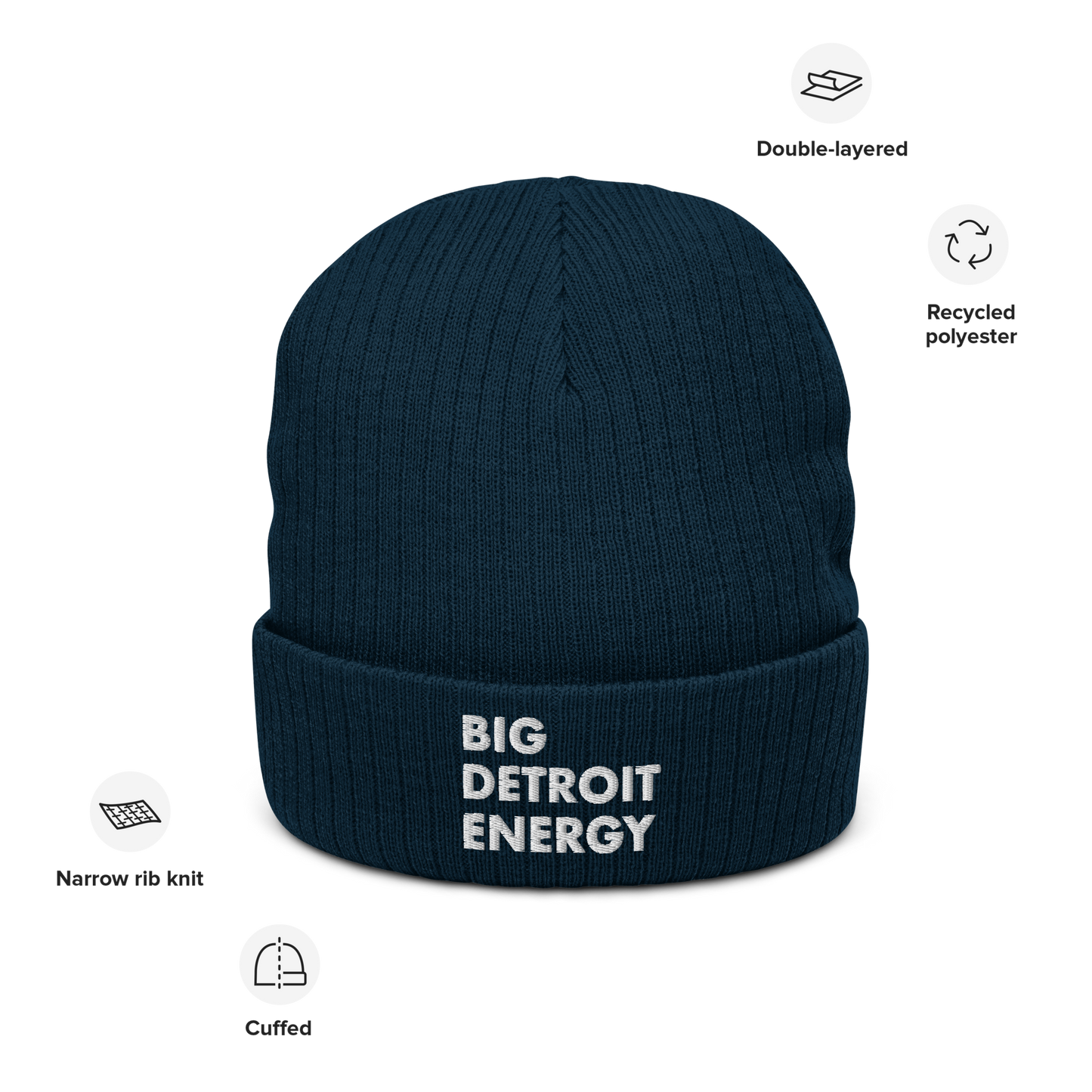 'Big Detroit Energy' Ribbed Beanie