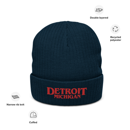 'Detroit Michigan' Ribbed Beanie (80s Teen Drama Parody)