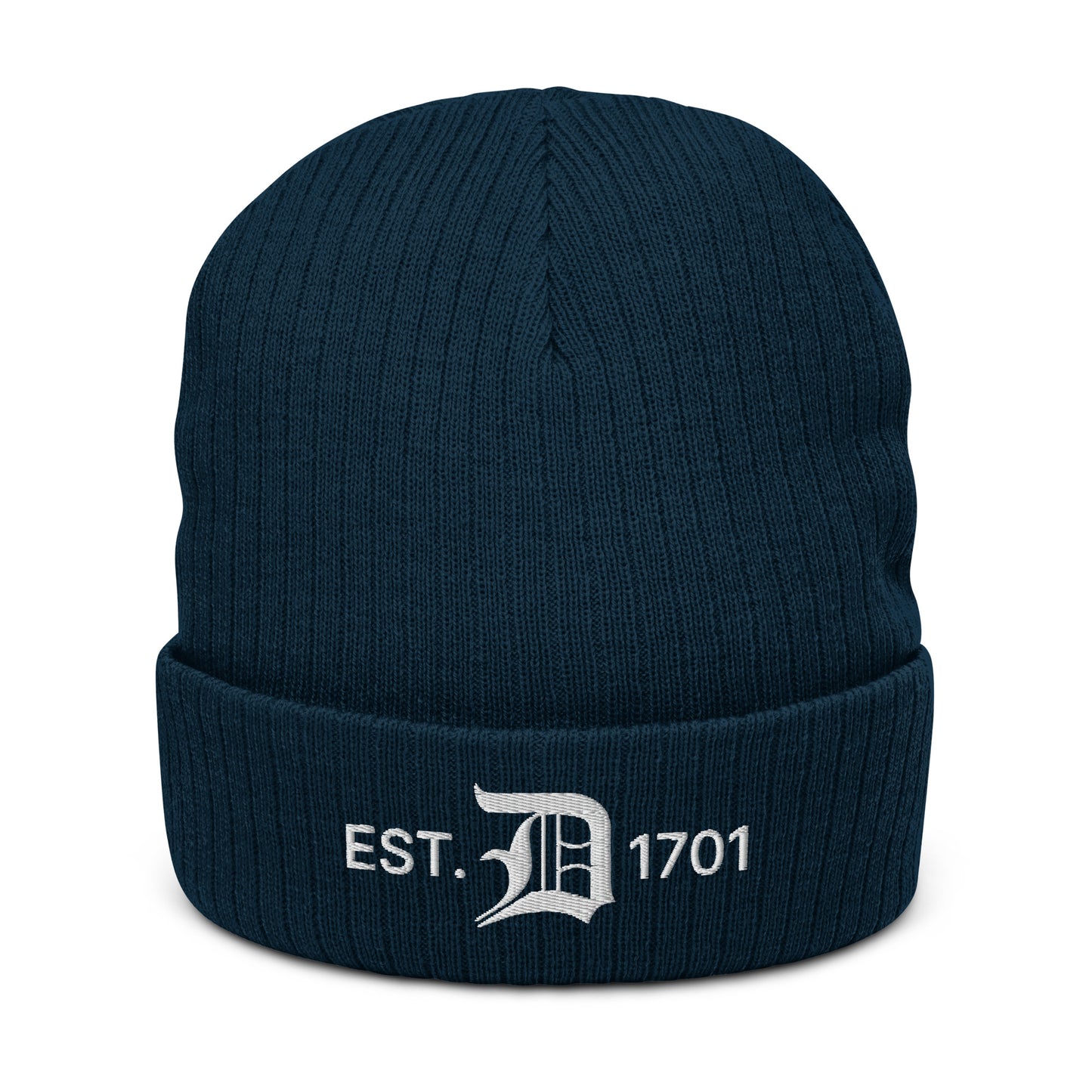 Detroit 'EST. 1701' Ribbed Beanie (w/ Old English 'D')