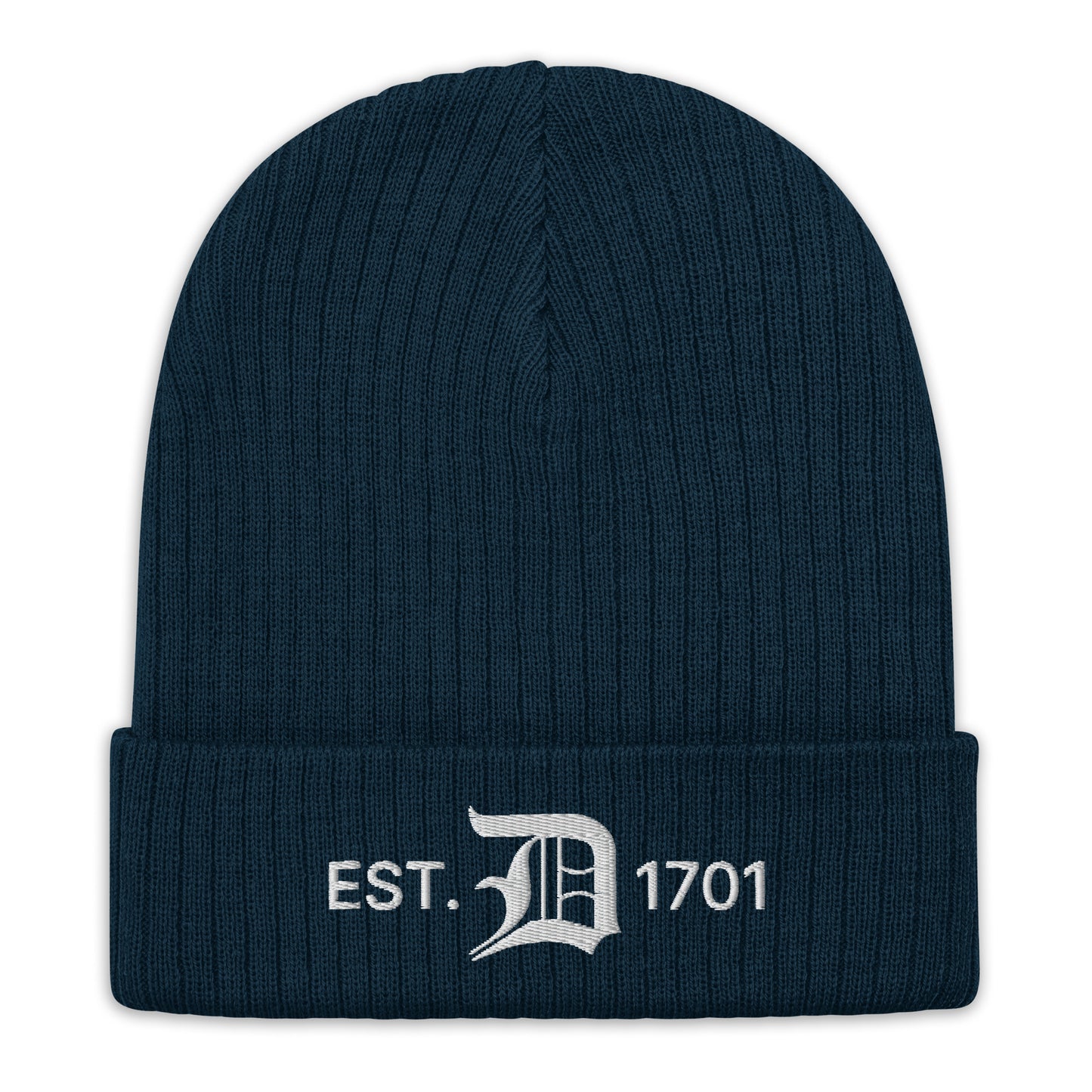 Detroit 'EST. 1701' Ribbed Beanie (w/ Old English 'D')