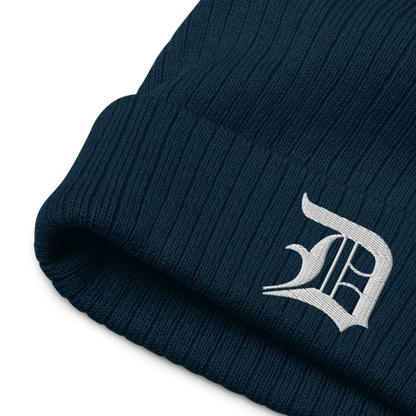 Detroit 'Old English D' Ribbed Beanie