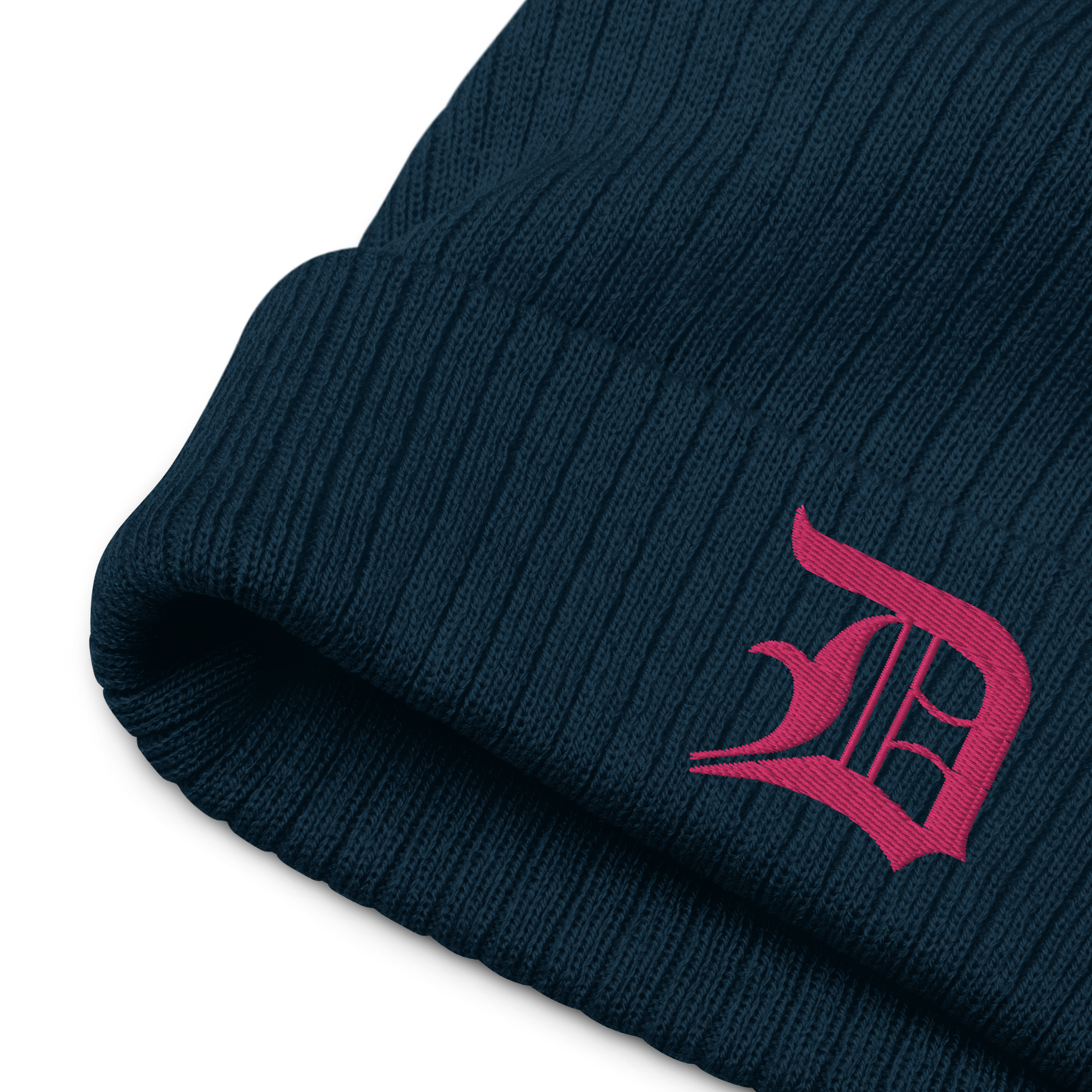 Detroit 'Old English D' Ribbed Beanie (Pink)