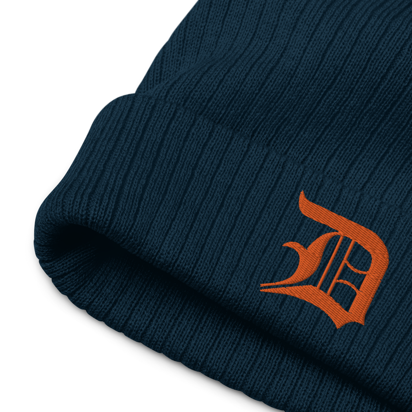 Detroit 'Old English D' Ribbed Beanie (Orange)