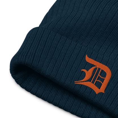 Detroit 'Old English D' Ribbed Beanie (Orange)