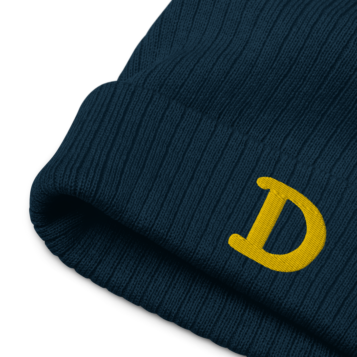 Detroit 'Old French D' Ribbed Beanie (Gold)