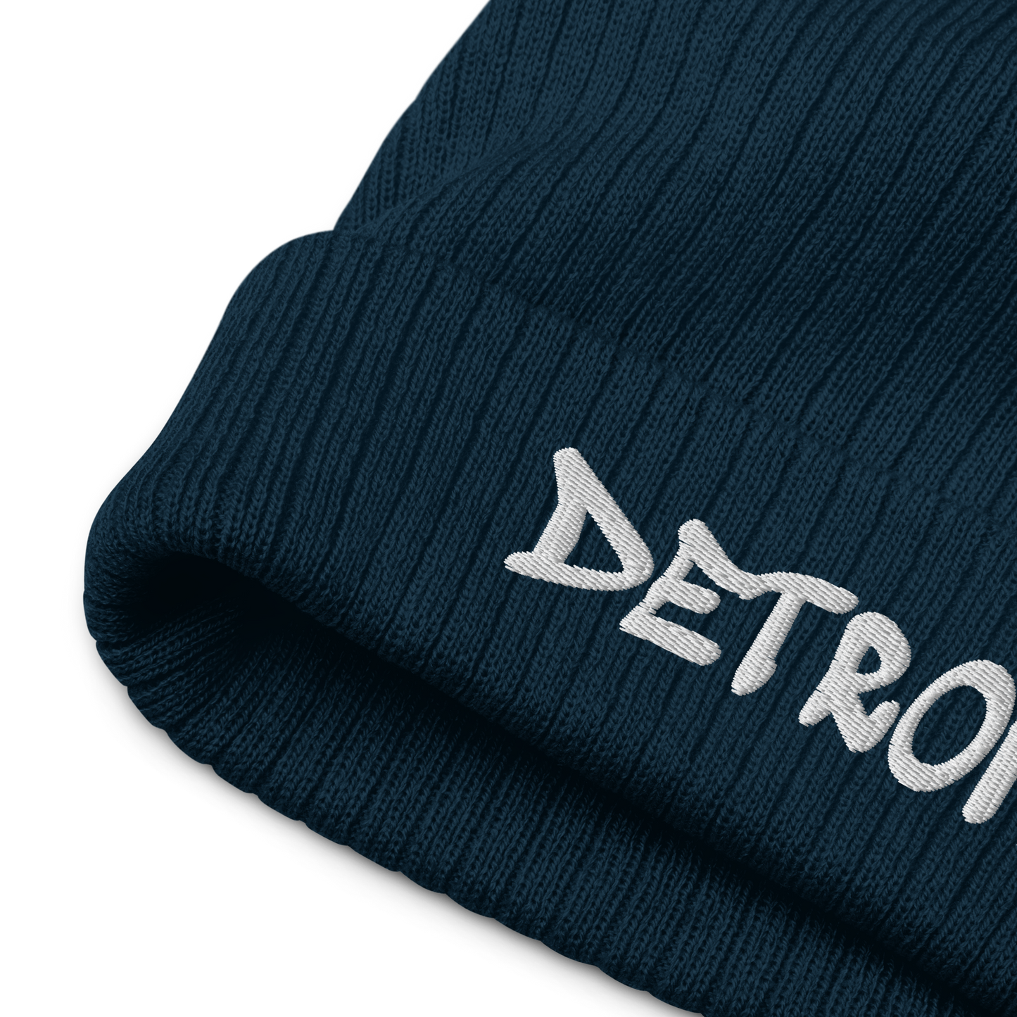 'Detroit' Ribbed Beanie (Tag Font)