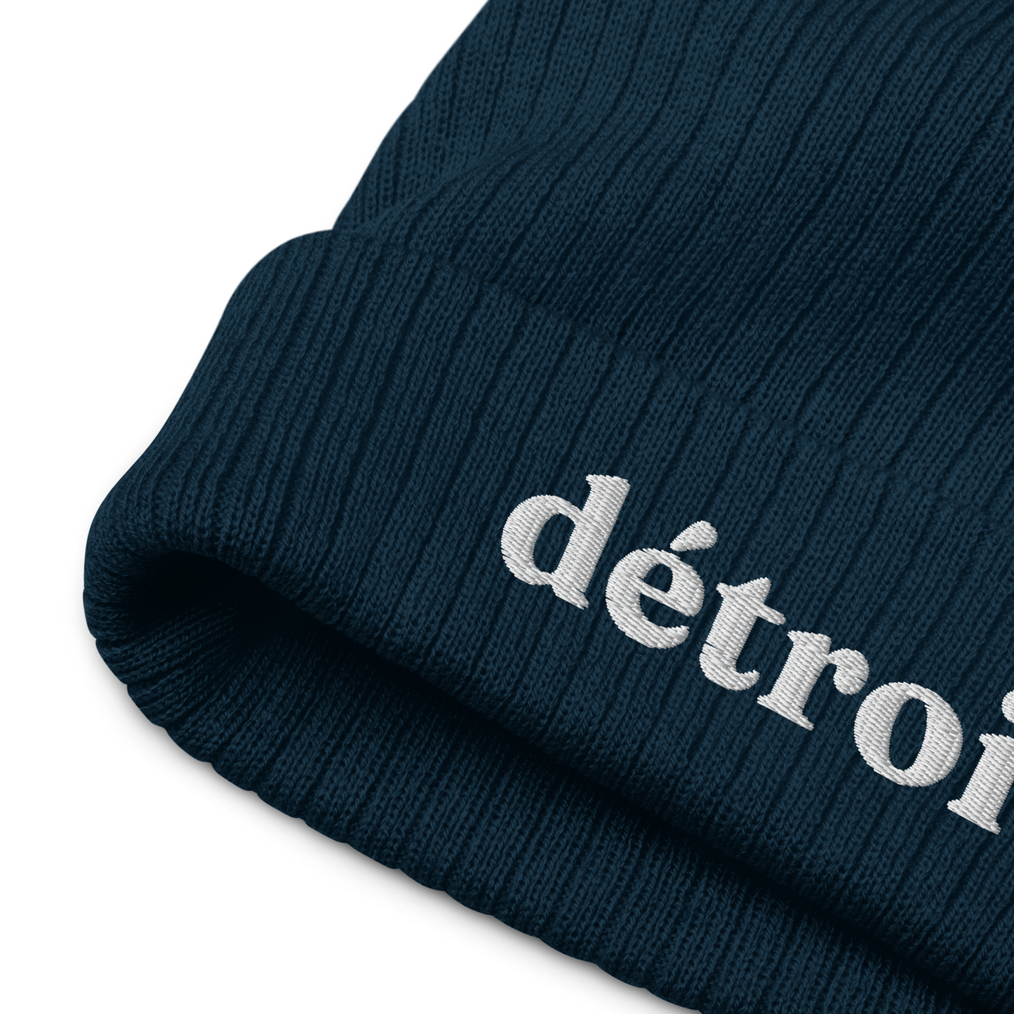 'Détroit' Ribbed Beanie (70s Serif Font)