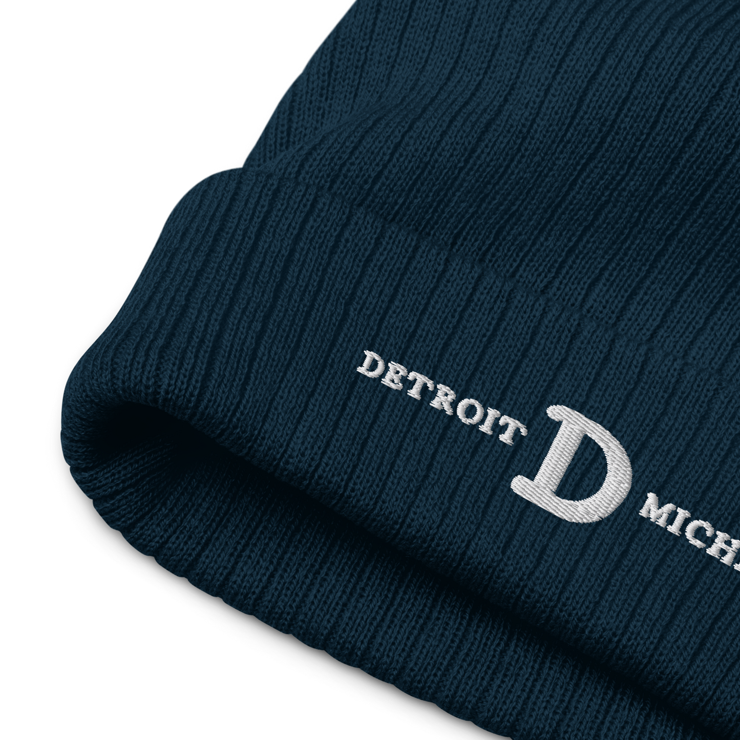 'Detroit Michigan' Ribbed Beanie (w/ Old French D)