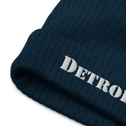 'Detroit' Ribbed Beanie (Army Font)