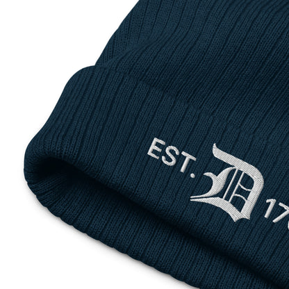 Detroit 'EST. 1701' Ribbed Beanie (w/ Old English 'D')