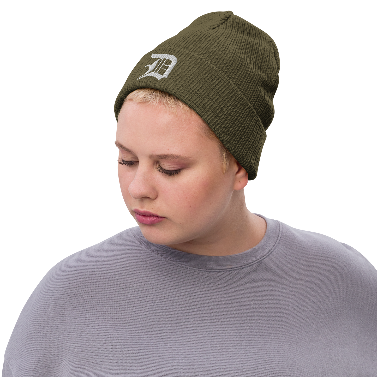 Detroit 'Old English D' Ribbed Beanie