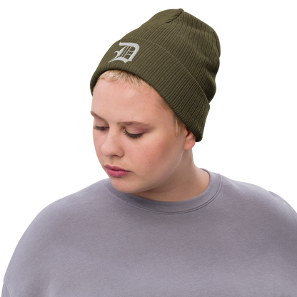 Detroit 'Old English D' Ribbed Beanie