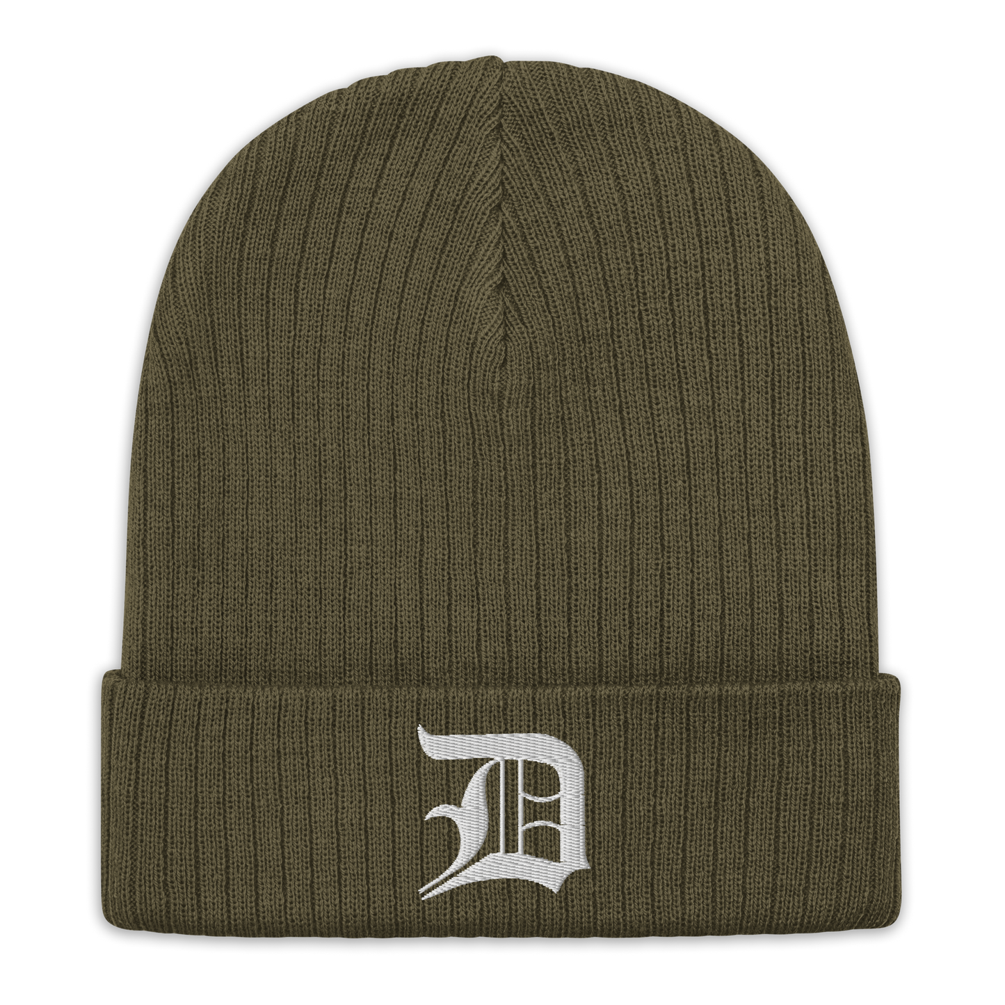 Detroit 'Old English D' Ribbed Beanie