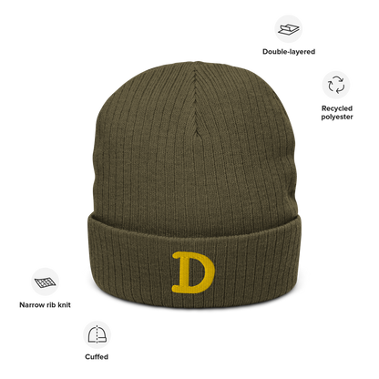 Detroit 'Old French D' Ribbed Beanie (Gold)