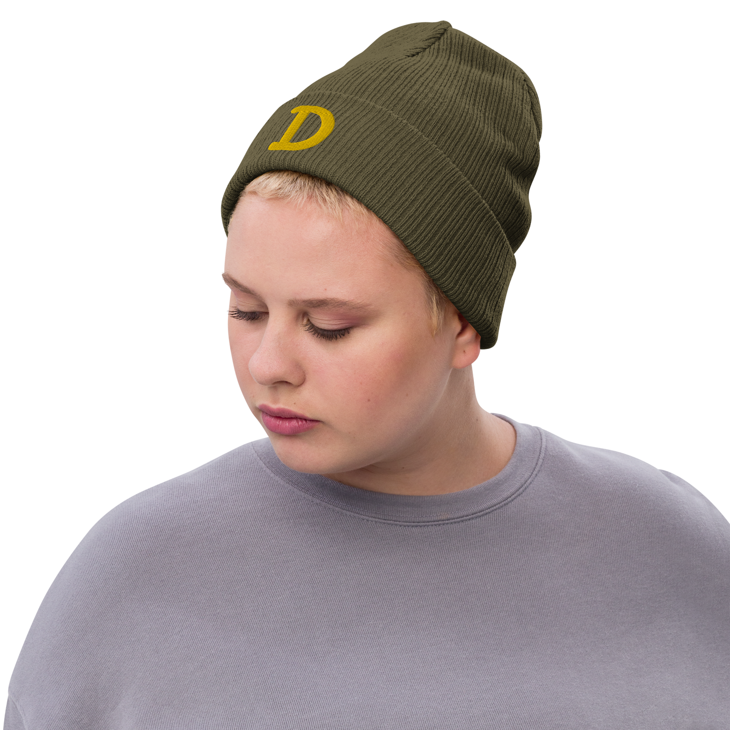 Detroit 'Old French D' Ribbed Beanie (Gold)