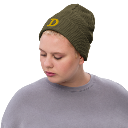 Detroit 'Old French D' Ribbed Beanie (Gold)