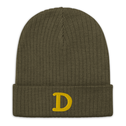 Detroit 'Old French D' Ribbed Beanie (Gold)