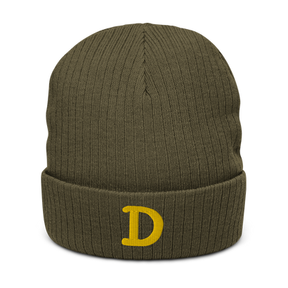 Detroit 'Old French D' Ribbed Beanie (Gold)