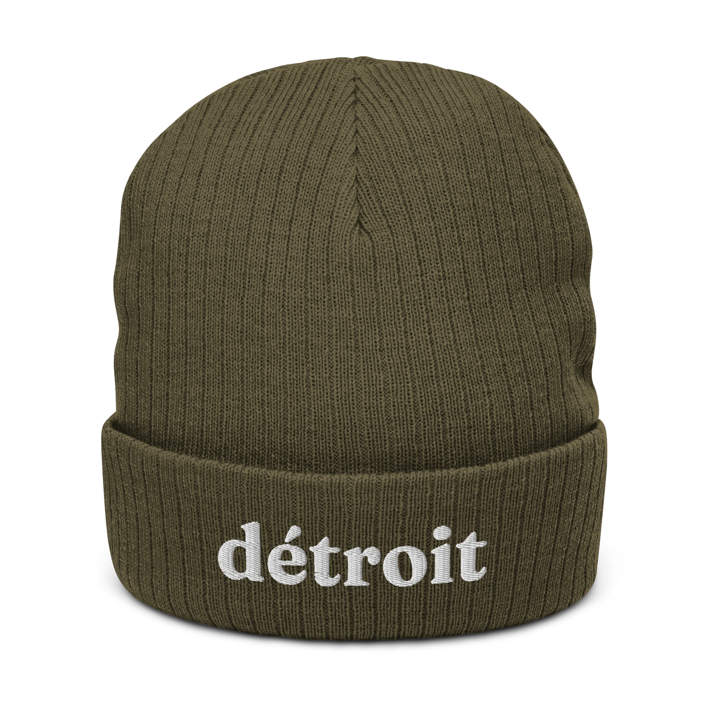 'Détroit' Ribbed Beanie (70s Serif Font)