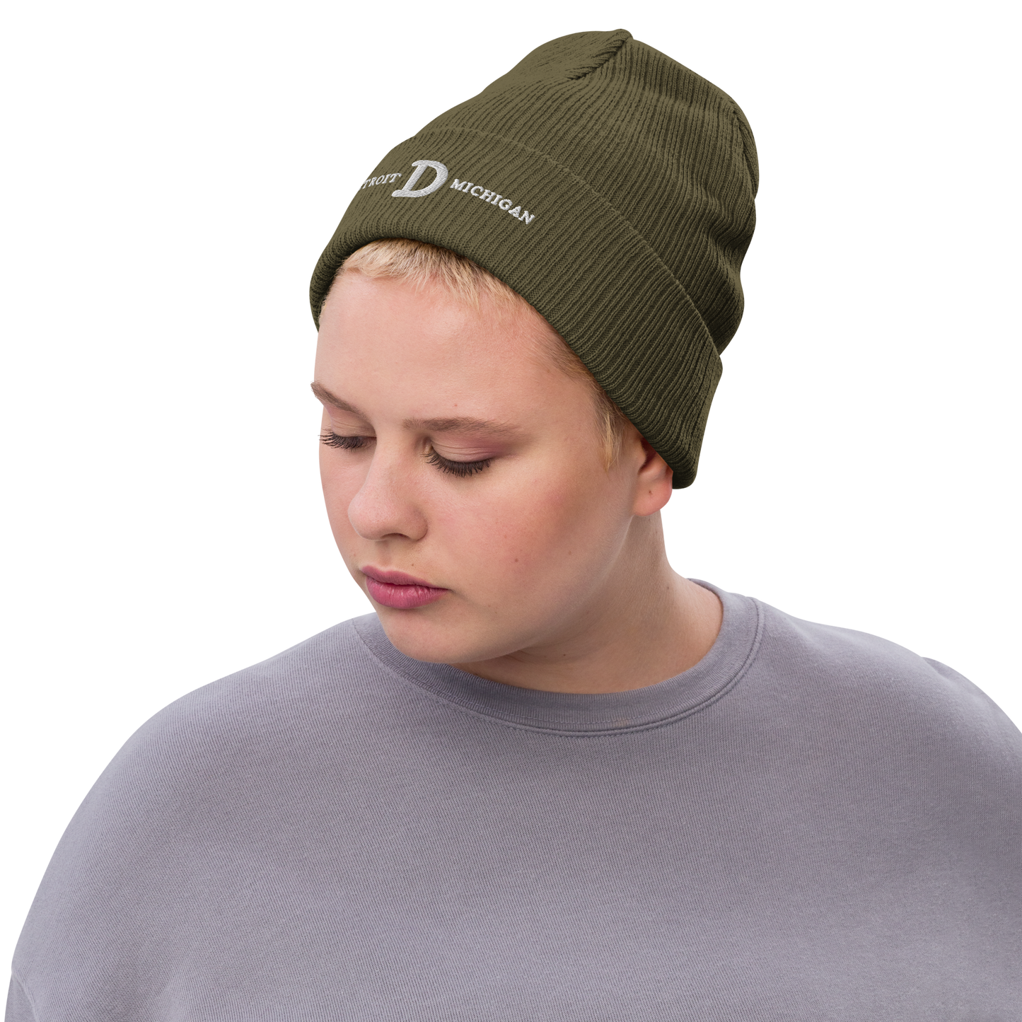 'Detroit Michigan' Ribbed Beanie (w/ Old French D)