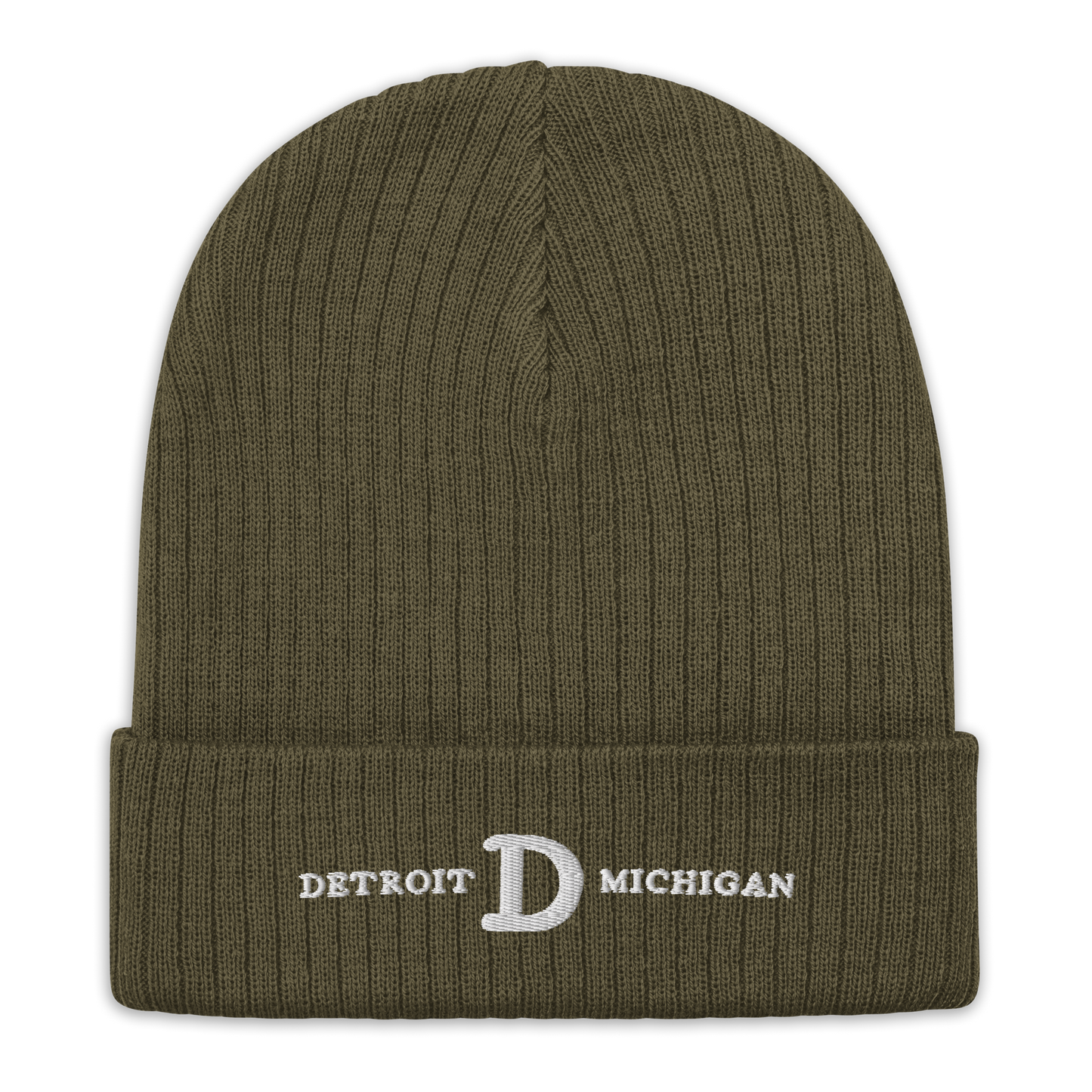 'Detroit Michigan' Ribbed Beanie (w/ Old French D)