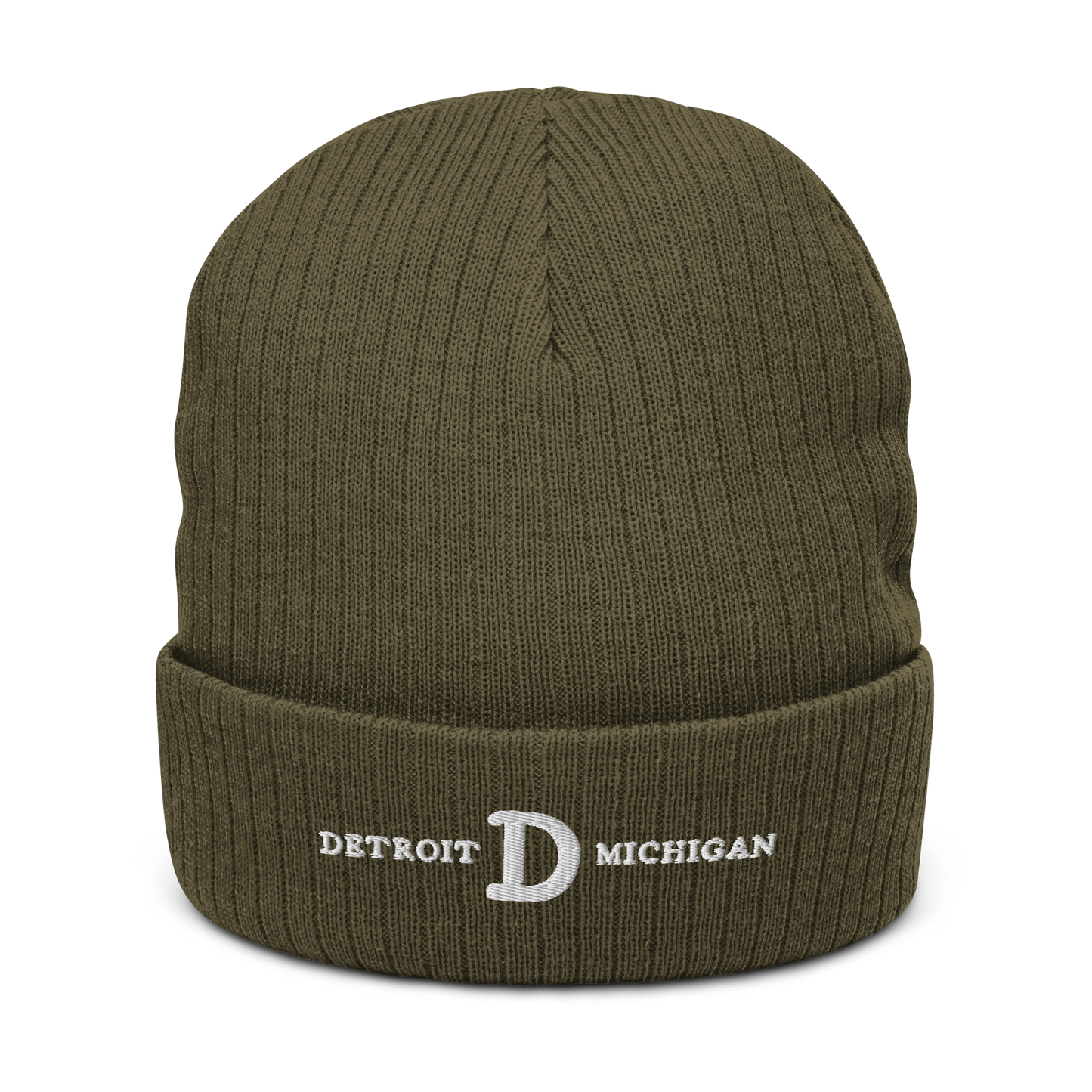 'Detroit Michigan' Ribbed Beanie (w/ Old French D)