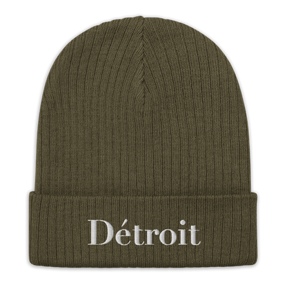 'Détroit' Ribbed Knit Beanie (Didone Font)