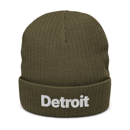 'Detroit' Ribbed Beanie (Small SUV Font)