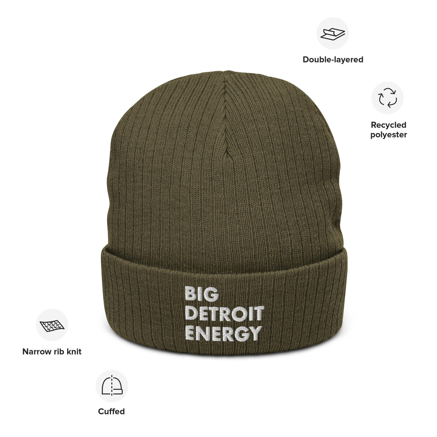 'Big Detroit Energy' Ribbed Beanie