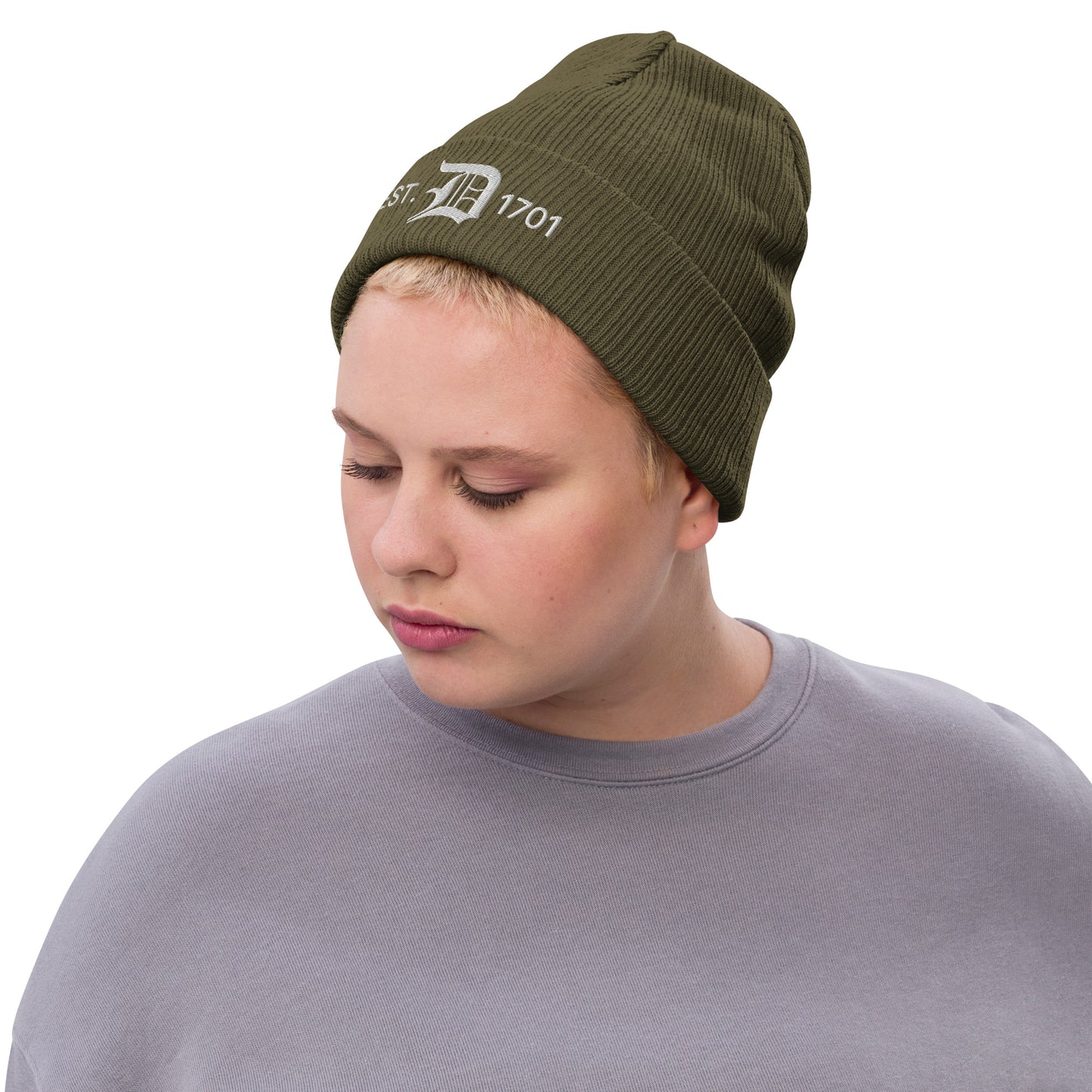 Detroit 'EST. 1701' Ribbed Beanie (w/ Old English 'D')