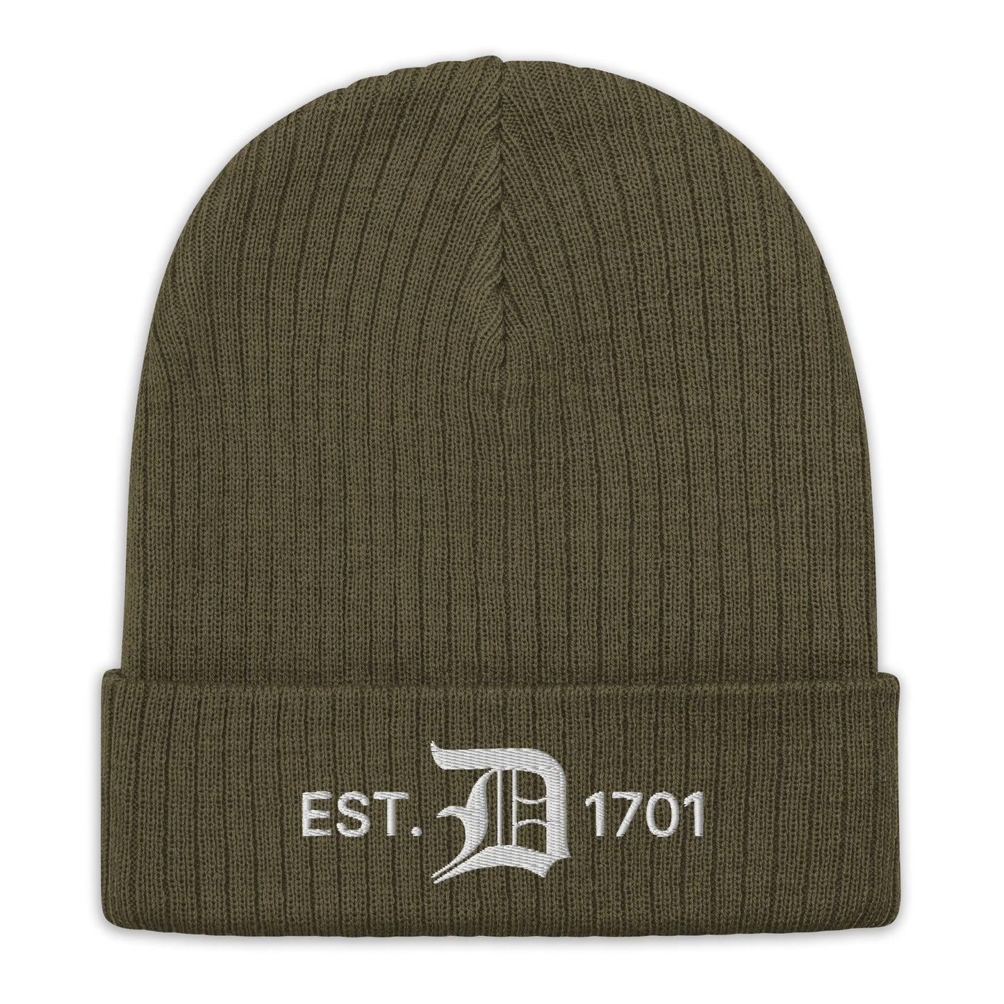 Detroit 'EST. 1701' Ribbed Beanie (w/ Old English 'D')