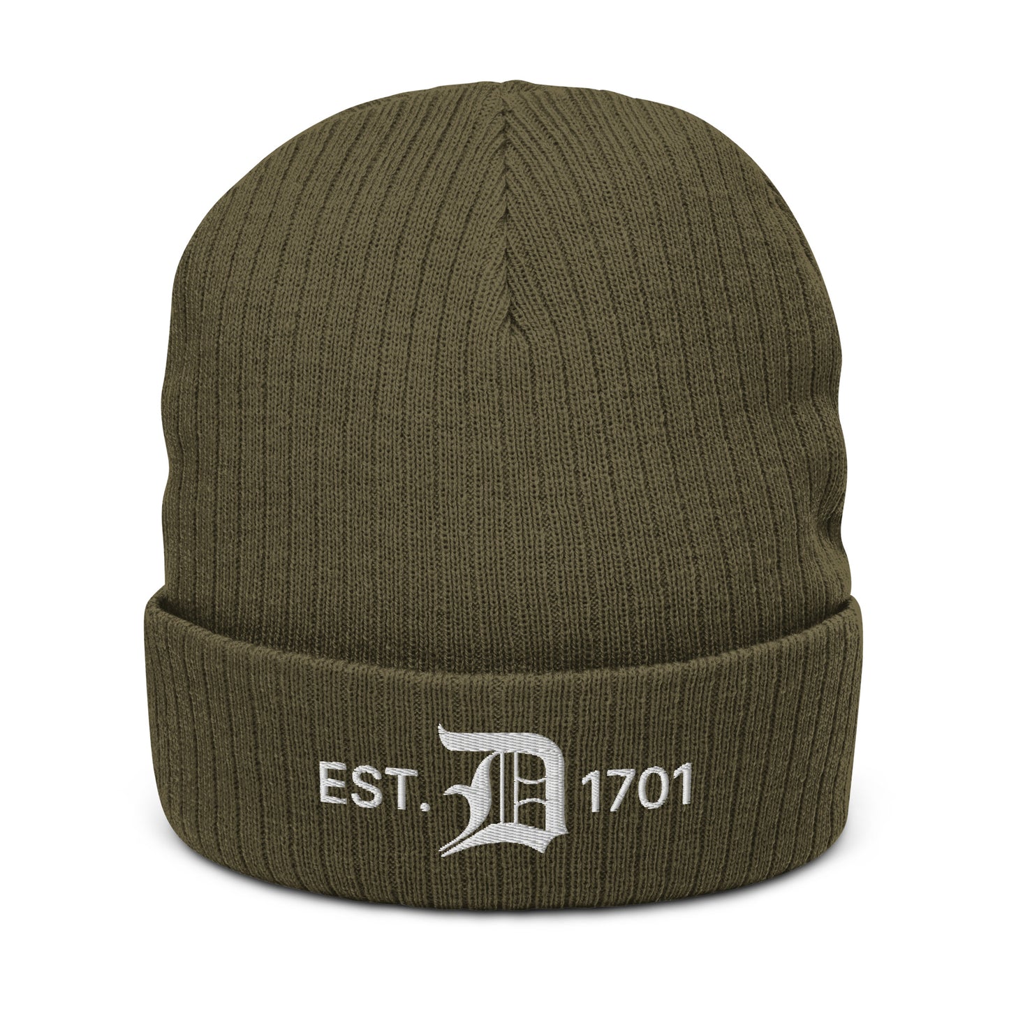 Detroit 'EST. 1701' Ribbed Beanie (w/ Old English 'D')