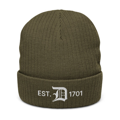 Detroit 'EST. 1701' Ribbed Beanie (w/ Old English 'D')