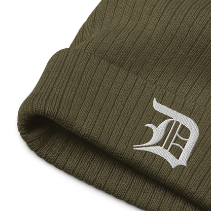 Detroit 'Old English D' Ribbed Beanie