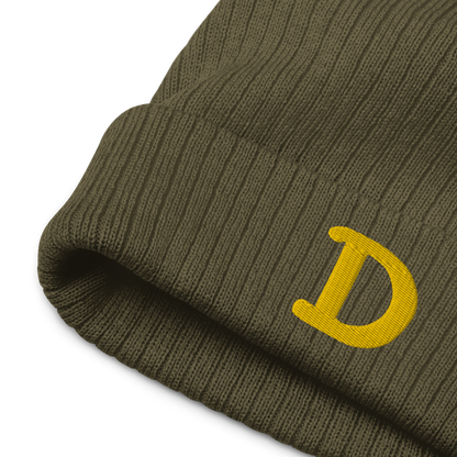 Detroit 'Old French D' Ribbed Beanie (Gold)