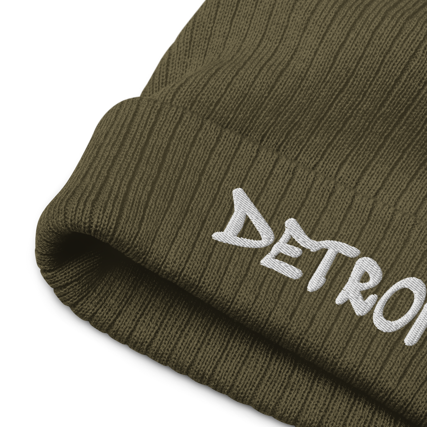 'Detroit' Ribbed Beanie (Tag Font)