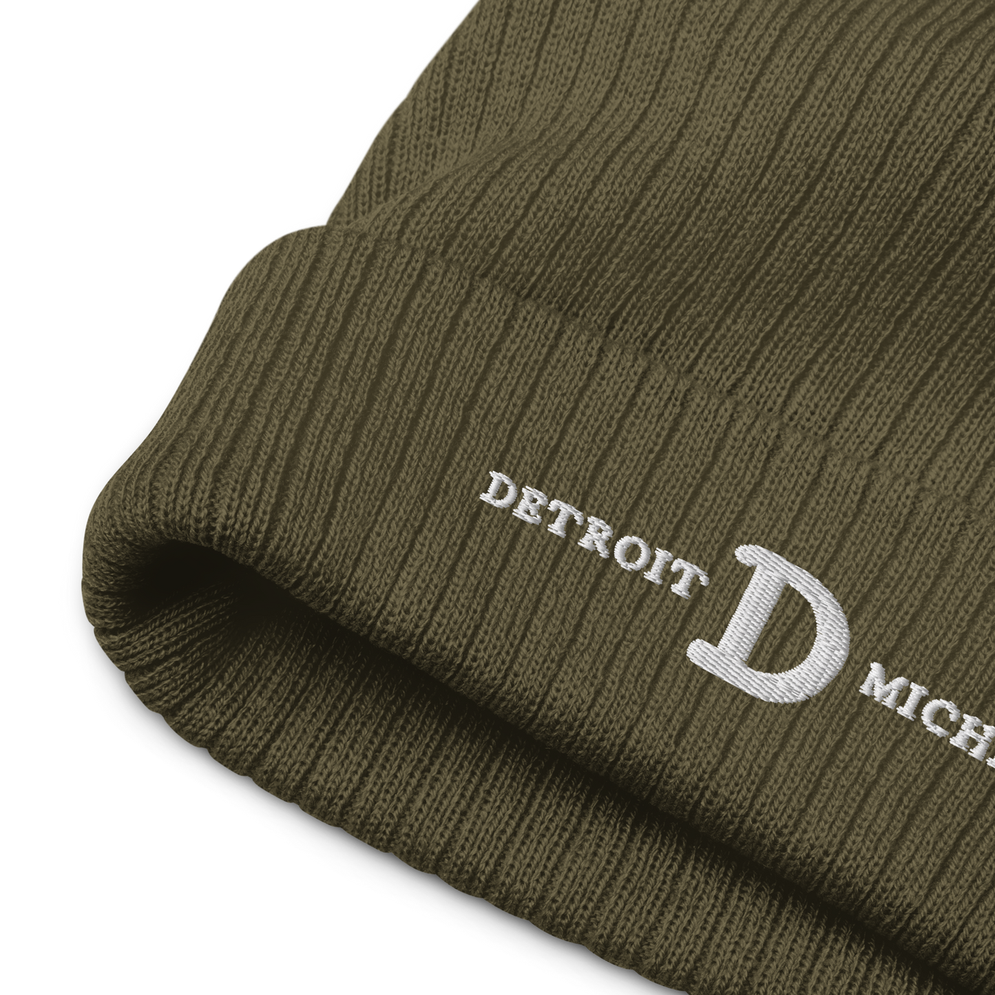 'Detroit Michigan' Ribbed Beanie (w/ Old French D)