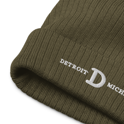 'Detroit Michigan' Ribbed Beanie (w/ Old French D)