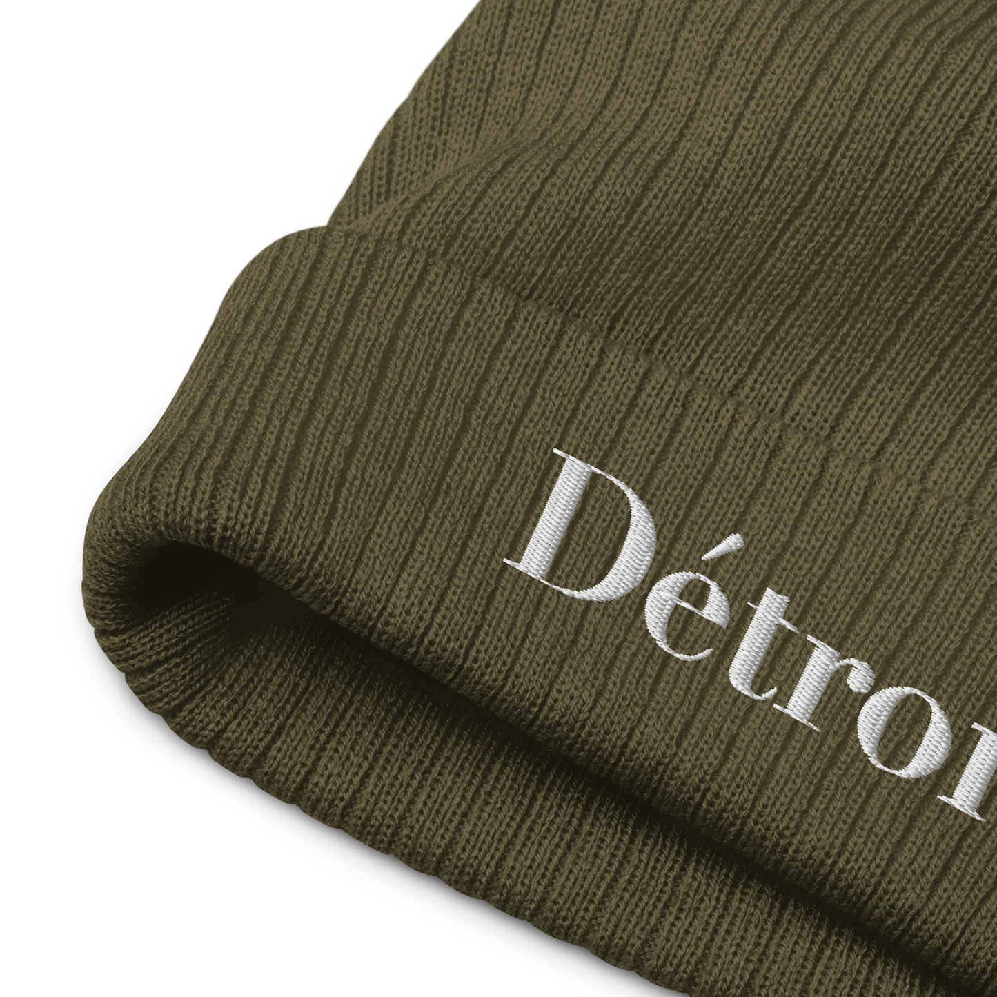 'Détroit' Ribbed Knit Beanie (Didone Font)