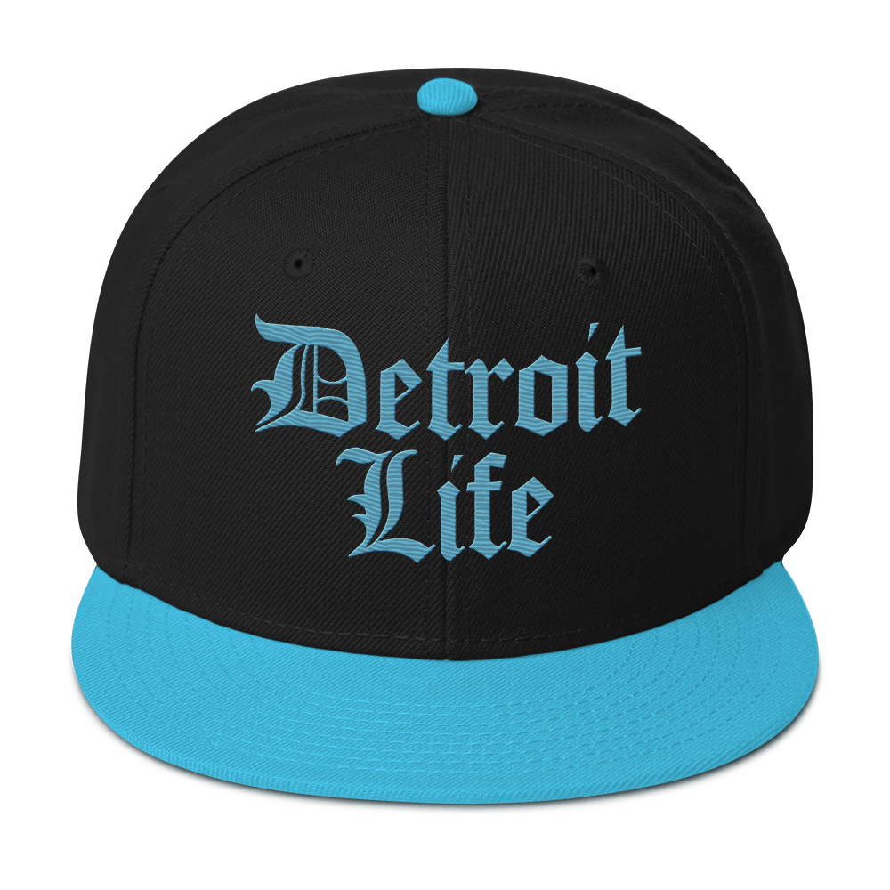 'Detroit Life' Flat Bill Snapback | 6-Panel - Aqua