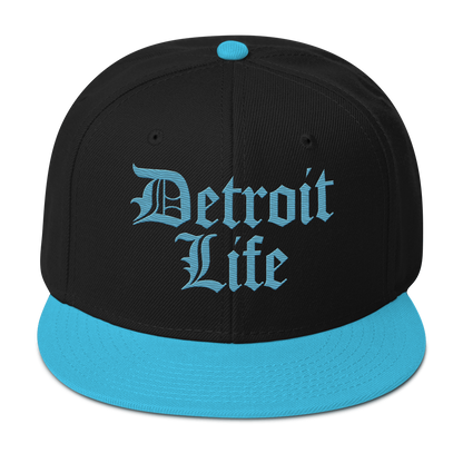 'Detroit Life' Flat Bill Snapback | 6-Panel - Aqua