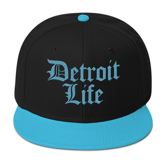'Detroit Life' Flat Bill Snapback | 6-Panel - Aqua