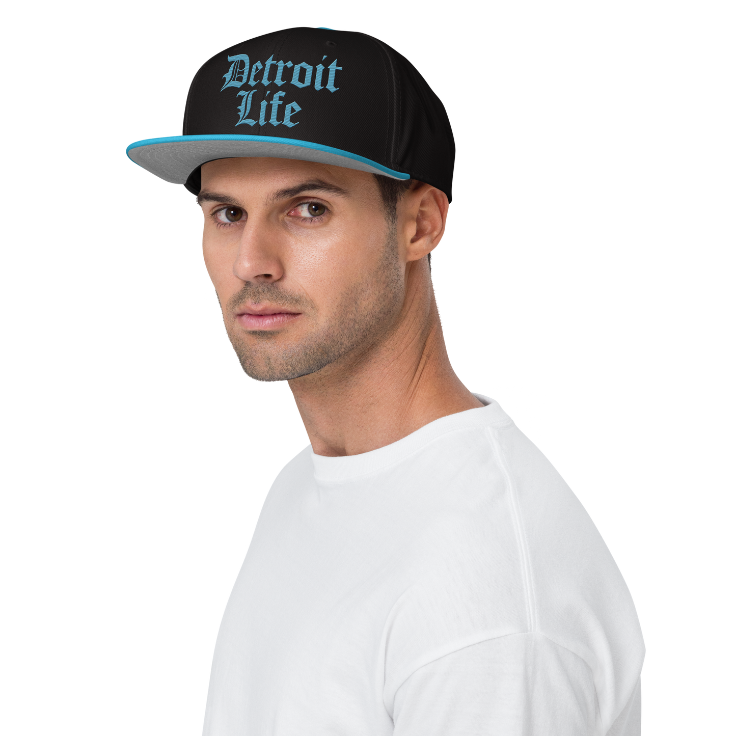 'Detroit Life' Flat Bill Snapback | 6-Panel - Aqua