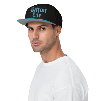 'Detroit Life' Flat Bill Snapback | 6-Panel - Aqua