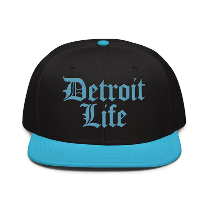 'Detroit Life' Flat Bill Snapback | 6-Panel - Aqua