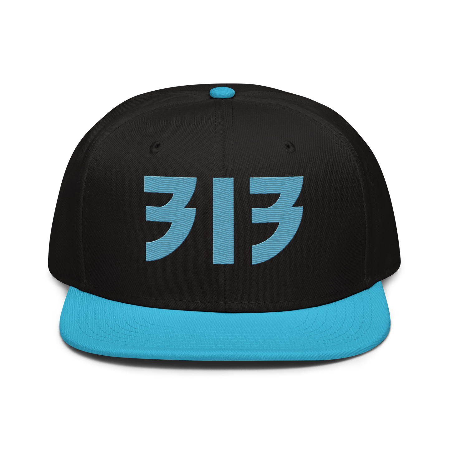 Detroit '313' Snapback (Glam Font) | 6-Panel - Aqua