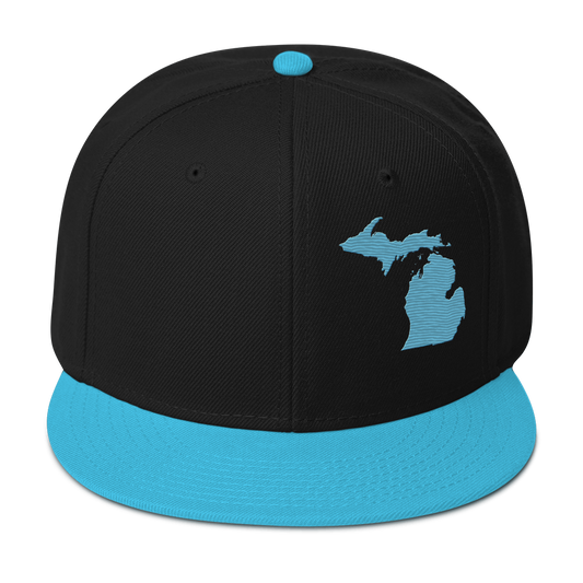 Michigan Snapback | 6-Panel - Aqua Outline