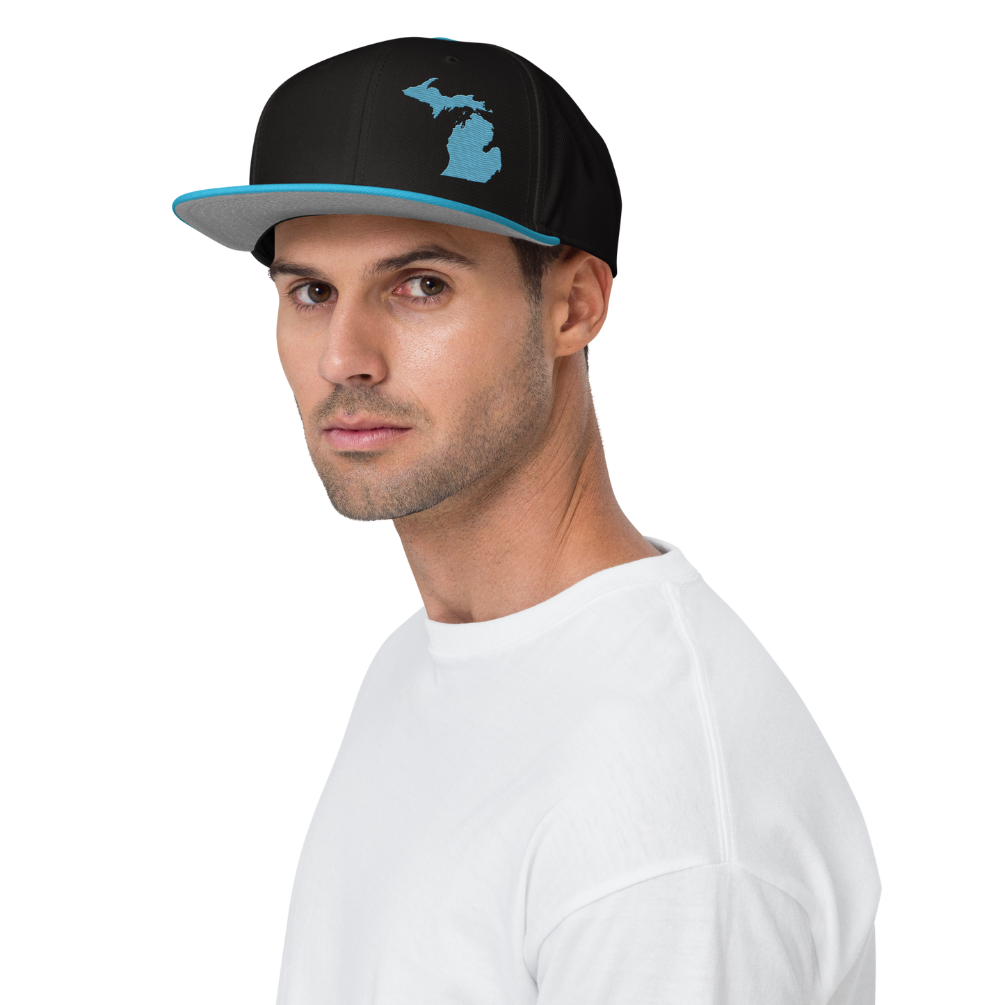 Michigan Snapback | 6-Panel - Aqua Outline