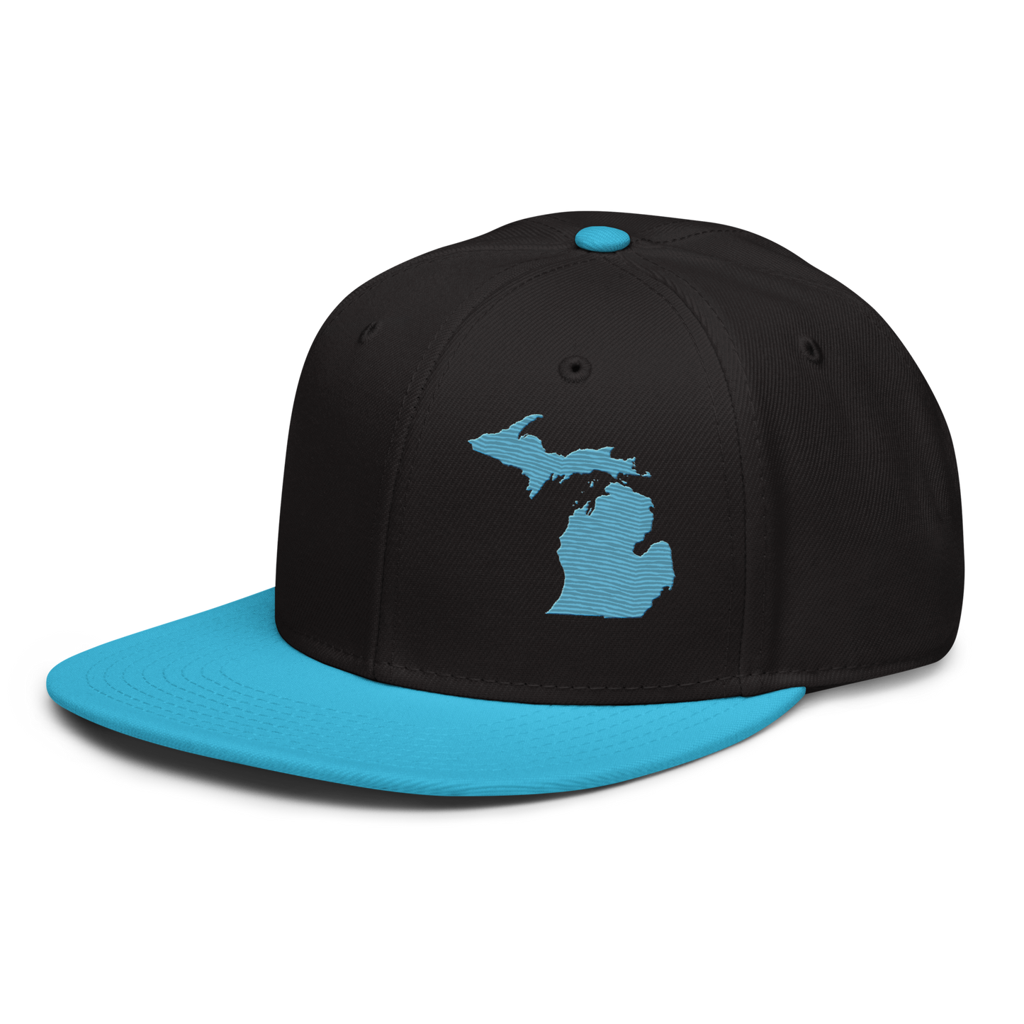 Michigan Snapback | 6-Panel - Aqua Outline