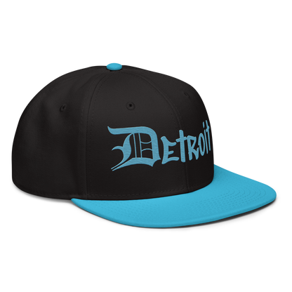 'Detroit' Flat Bill Snapback (OED Tag) | 6-Panel - Aqua